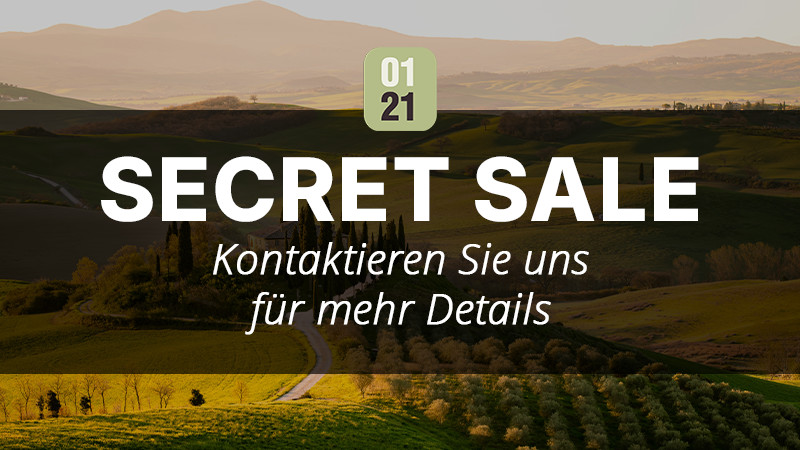 Sovrapposizione di testo su un paesaggio collinare pittoresco al tramonto. Il testo recita: SECRET SALE - investire o comprare un campeggio? Contattateci per maggiori dettagli... 0121Management - l'agente immobiliare specializzato in campeggi e immobili per vacanze.   
